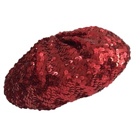 Jixin4you Women's Glittering Beret Sequin Dance Hat, Various Colors, Unisex, Medium Red