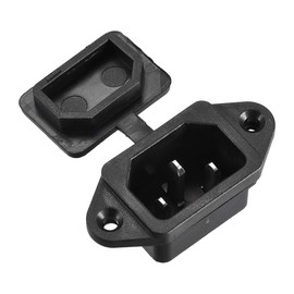 uxcell AC 250V 10A 3P Iec320 C14 Inlet Plug Power Socket Black W Cover 2Set