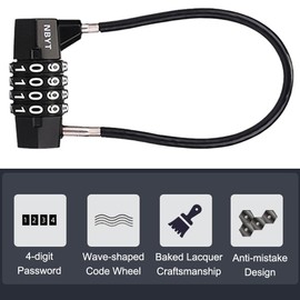 4-Digit U-Lock Bicycle Combination Password Combination Lock Suitcase Lock Luggage Lock Long Padlock, 180 mm Password U Lock Travel Lock Security Lock for Fences, Bicycle
