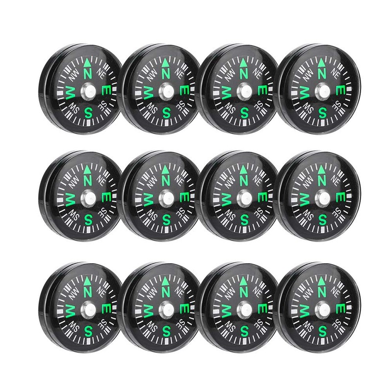 Mini Compass 12 Pieces Pocket Compass Stability Portable Lightweight Camping