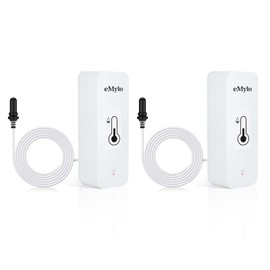 eMylo WiFi Thermometer, Smart Fridge Thermometer App Monitor, Data Export Fahrenheit/Celsius (℉/℃), Hygrometer WiFi Thermometer Indoor Outdoor for Greenhouse, Aquarium, Fridge, Pack of 2