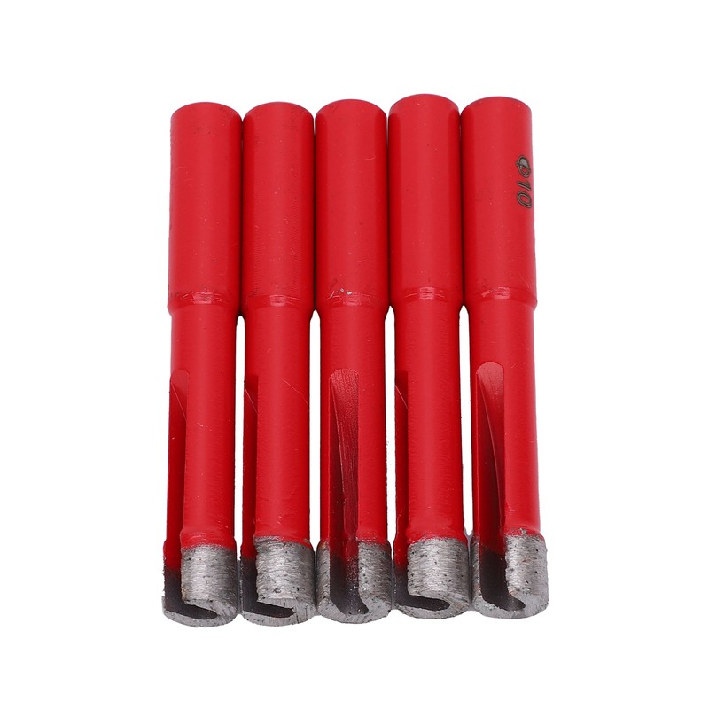 5Pcs Saw Bit Set FlatTooth Diamond Particles Red Coated Drill