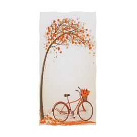 Naanle Stylish Autumn Tree with Bicycle Maple Leaves Print Soft Absorbent Large Hand Towels Multipurpose for Bathroom, Hotel, Gym and Spa (16" x 30")