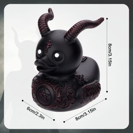 Black Rubber Duck, 3.15 Inch Height Bath Toy Duck Funny Dark Rubber Duck Collectible Duck Gift for Kids Adults Baby Shower Bedroom Decor (Satan Duck)