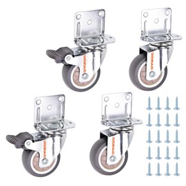 2 Inch Caster Wheels Set of 4, Side Mount Heavy Duty Rubber Furniture Casters with Bearings, Silent Wear-Resistant Castor Wheels for Crib, Coffee Table, Desk Chair, Small Cart, Workbench, 580LB