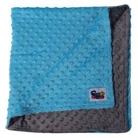 Reversible Unisex Children's Soft Baby Blanket Minky Dot (Turquoise/Grey)