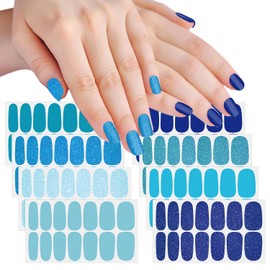SILPECWEE 8 Sheets Gradient Nail Wraps for Women Adhesive Nail Polish Stickers Stick on Nail Polish Strips for Women Gel Nail Strips Fingernail Stickers Manicure Design with Nail File