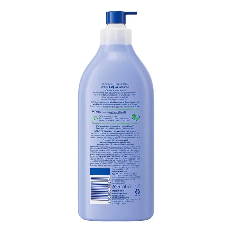 Nivea Body Soft Milk 625ml Neutra