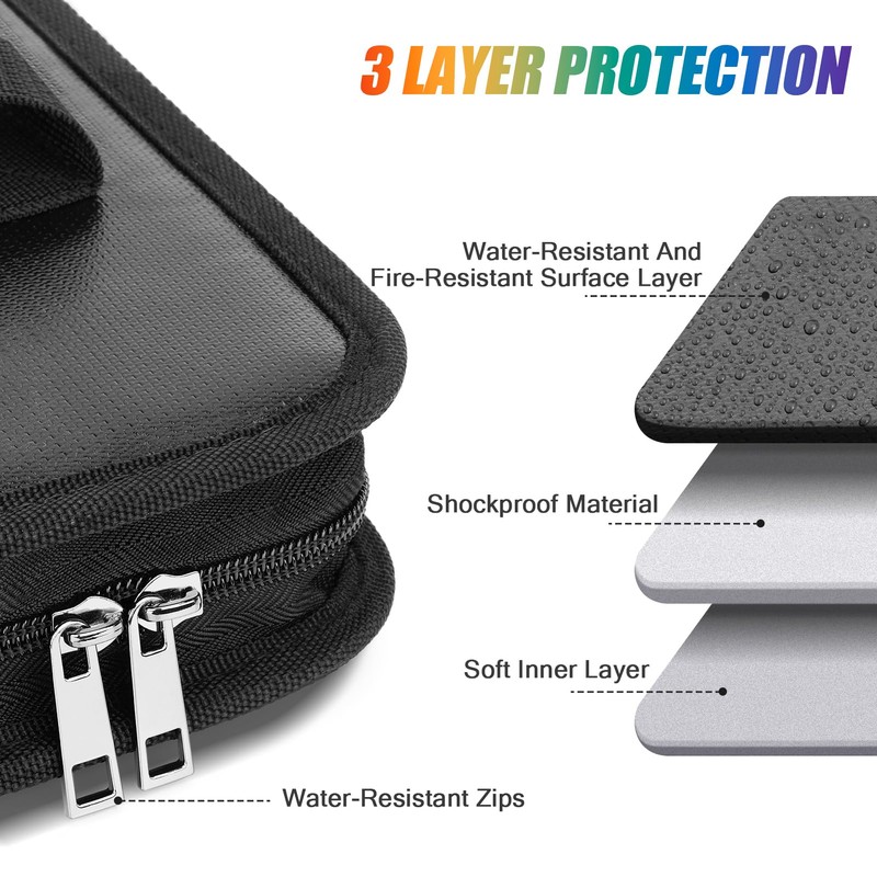 Uquelic Document Organiser Fireproof with Handle, A4 Storage Folder 12
