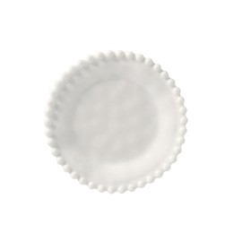 Merritt Beaded Pearl 6-1/2" Small Melamine Appetizer Snack Plate, Cream, Set of 6