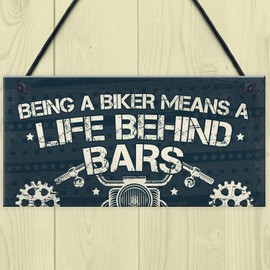 RED OCEAN Novelty Biker Gifts For Men Hanging Motorcycle Motorbike Man Cave Garage Plaque Gifts For Him Dad Grandad