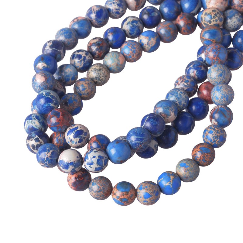 366DAYS 8mm Ocean Blue Sea Sediment Imperial Jasper Round Loose