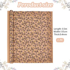 PH PandaHall 53x19.7 inch Cork Fabric, Purple Flower Faux Leather Sheets Soft Cork Ribbon Decorative Fabric for Upholstery Laptop Case Home Accents DIY Crafts Making Handbag Sewing