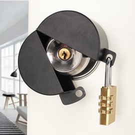 TEMEILI Door Knob with Lock，Without Drilling Door Handle Lock， (Black with Lock from Outside Prevents Turning of Door Knob and Access to Keyhole,for Apartment Evictions，Dementia Patients,Childproof