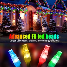 49FT 450LED F8 Upgraded Christmas Lights Decorations Waterproof 8 Modes Christmas Lights Outdoor with Memory and Timer Fairy Lights Plug-in Christmas String Lights for Holiday Party Wedding Home Roof