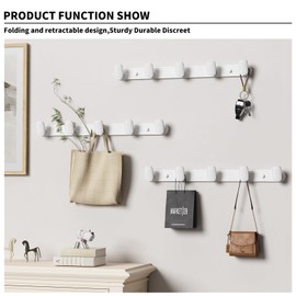 Coat Rack Wall Mount Coat Hooks - White Hook Rack Wall Mount with 5 Hooks Aluminum Wall Rack Hooks for Hanging Coat Hat Bag Towel Hanger Rustproof Coat Holder