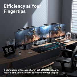 Dual Monitor HDMI KVM Switch 2 Monitors 2 Computers, 4K@60Hz USB 3.0 KVM Switch with Audio Support and Wired Remote Control, Compatible with Windows, Mac (4K HDMI 2 Monitors 2 PC)