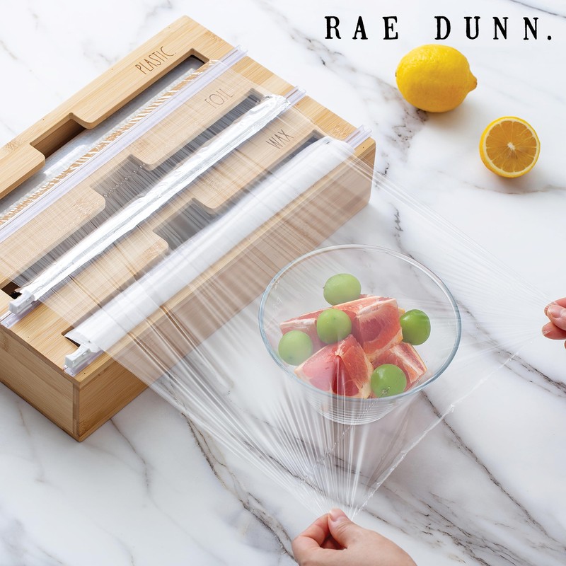 Rae Dunn 3 in 1 Wrap Organizer with Cutter, Plastic
