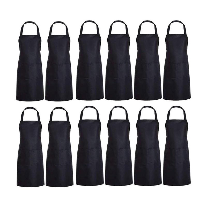 TESIN 12 PCS Plain Color Bib Apron Adult with 2