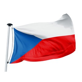FLAGLY Premium Czech Republic Flag 100 x 150 cm - Ship Flag Cloth, 160 g/m² Fabric Weight - Handmade, Robust and Weather-Resistant with Eyelets (100 x 150 cm, Czech Republic)