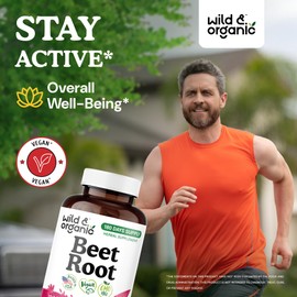Wild & Organic Beet Root Capsules 8000 mg - 20:1 Beetroot Extract - 180 Vegan Capsules - Black Pepper Extract for Fast Absorption - Beet Supplement - 180 Days of Supply - Non-GMO