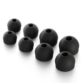 CURVD Earplug Tips Replacement Set, 4 Pairs XS/S/M/L, Noise Reduction Replacements Soft Flexible Silicone Eartips for Earplugs, Earphones & Earbuds (Black)