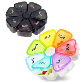 2PCS Portable Weekly Pill Box Organiser, 7 Day Pill Box Organiser Large Compartment, Food Grade Material Travel Tablet Boxes 7 Day – for Vitamins, Supplements, and Medication for Travel