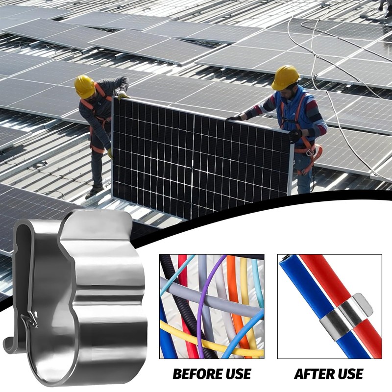 Solar Cable Clips, Solar Panel Cable Clips, Silver Tone Metal