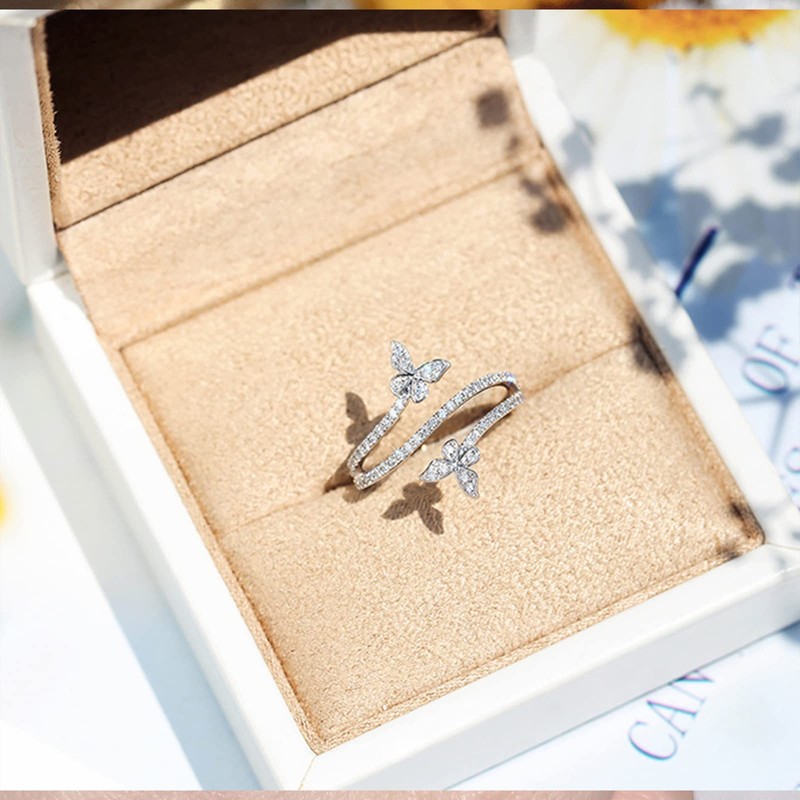 Silver Rings for Women Cute Butterfly Rings Size 6-10 Cocktail