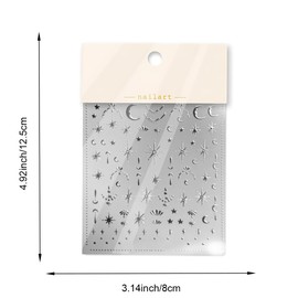 4PCS Gold Silver Moon Star Nails Art Stickers for Women Girls,3D Metallic Stickers Self Adhesive Manicure Accessories,Spring Summer DIY Manicure Nail Art Decorations
