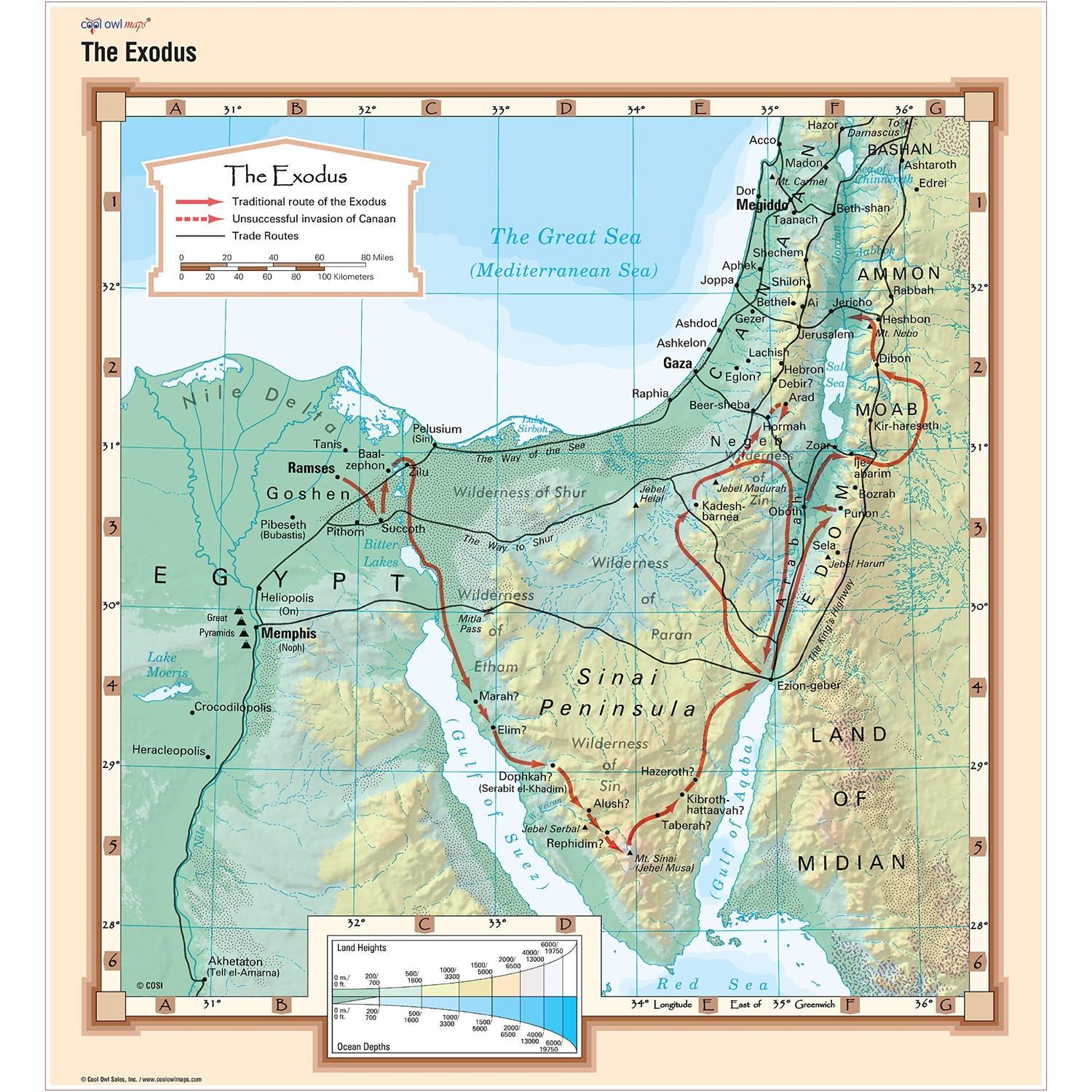 Cool Owl Maps - The Exodus - Bible Wall Map Poster (Paper 24"x26 ...
