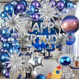 8 Pcs Star Balloons, Huge Silver Explosion Star Aluminum Foil Spike Balloons for Birthday, Baby Shower, Wedding, Bachelorette Party, Disco Party Decorations Supplies