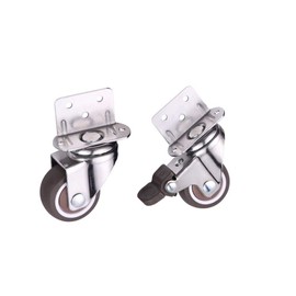 Norgail 4 Pack 1 Inch Small L-Shaped Plate Swivel Caster Combo, TPR Rubber Wheel Metal Housing Caster L-Shape Side Mount Plate for Furniture, 80Lbs/36Kg Load Capacity - 2 Swivel 2 Swivel w/Brake