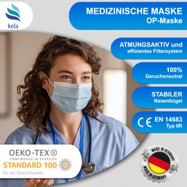 Kela Surgical Mask - 500 x Medical Mask Blue | Made in Germany | Respirator Mask | Mouth and Nose Protection | Premium Protective Mask | Disposable Mask