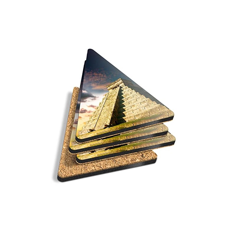 4 x Triangle Coasters - Chichen Itza Ancient Temple Mexico
