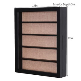 14x17 Shadow Box with Shelves, Extra Large Shadow Boxes Display Cases with Movable Shelf for Keepsake Pin Shell Pictures Flowers Wedding Baby(Black)