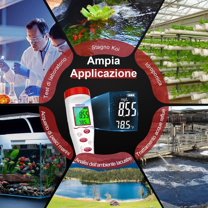 Misuratore digitale per ossigeno disciolto, GIDIGI Tester per ossigeno disciolto