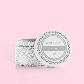 Capri Blue Volcano Printed Travel Tin Jar Candle - Luxury Candle with a Long Lasting Soy Wax Blend - Scented with Tropical & Fruity Fragrance (White Color, 8.5 oz)