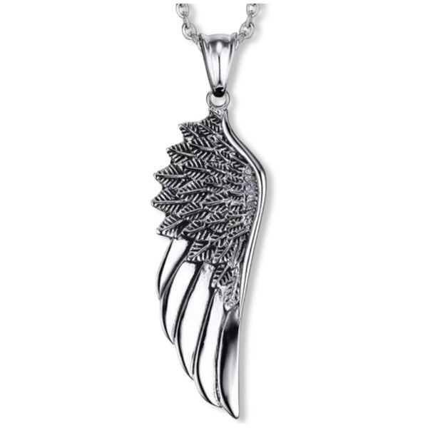 Zamac Angel Wings Necklace, Two Models Available, Pendant 2.2" or