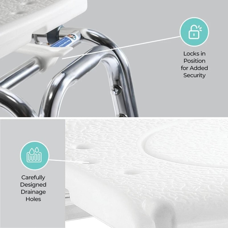 Medical King Sliding Shower Transfer Bench, Adjustable Height, Holds Up