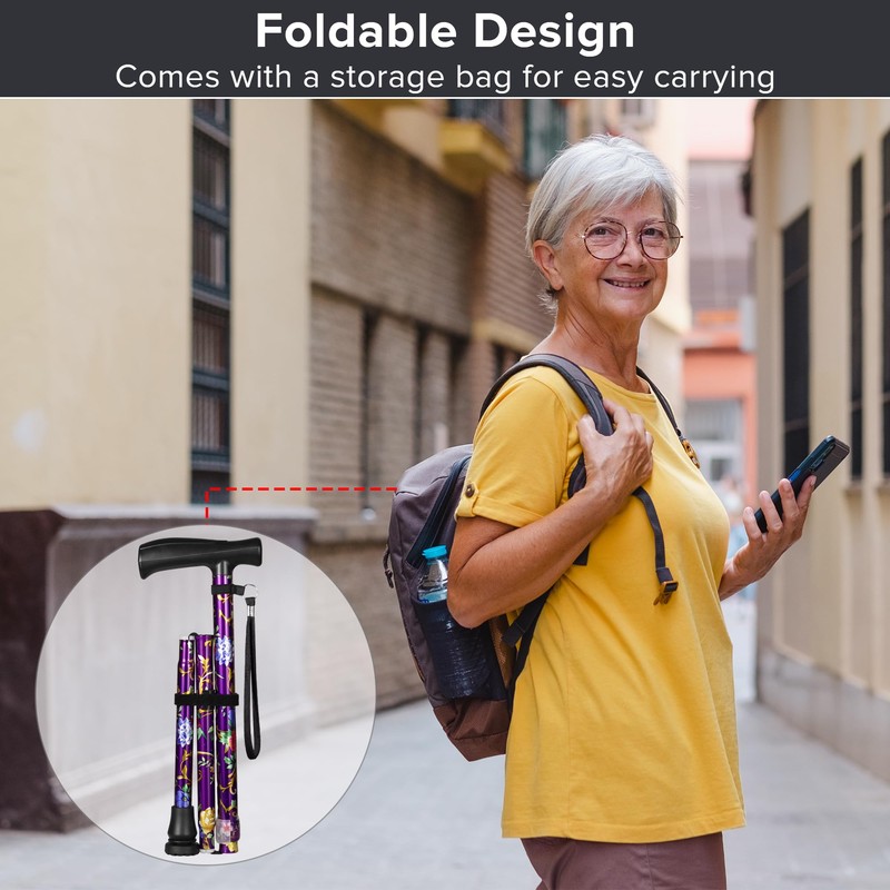 YOKABOZE Walking Cane for Women & Men, Folding Cane Lightweight