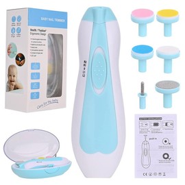 Baby Nail Trimmer with Replacement Pads Set, Electric Baby Nail File, Baby Nail Clippers, Safe Baby Grooming Kit, Whisper Quiet with LED Light, for Newborn, Toddler and Adult Fingernails Care (Blue, Baby Nail Care)