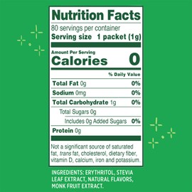 Whole Earth Sweetener Co. NATURE SWEET Stevia & Monk Fruit Sweetener, Erythritol Sweetener, Sweet Leaf Stevia Packets, Sugar Substitute, Natural Sweetener, 80 Count