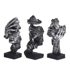 Marimor Statues and Sculptures Pack of 3 Sculptures Decoration Modern Statue and Sculpture Decorative Figure Decorative Sculpture and Bust for Office Living Room Bedroom Shelf Desk Gift (Silver)