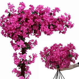 haplous Pack of 16 - Artificial Bougainvillea Flower Stems Silk Bougainvillea Long Branches Full Blossoms for Home Wedding Table Centerpiece Shower Event Backdrop Indoor Outdoor Decorations (Violet)