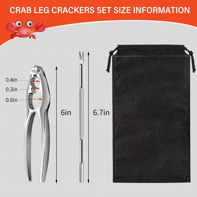 12Pcs Lobster Crackers and Picks Set, Stainless Steel Seafood Crackers,