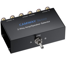 CAMWAY 2-Way Amplifier Speaker Selector Switch Box,Connect 2 Amps to 1 Speaker Pair or 1 Amp to 2 Speaker Pairs, A/B/Off No Need Power,Amp Speaker Switcher for Home Party Garage Music Studio Audio