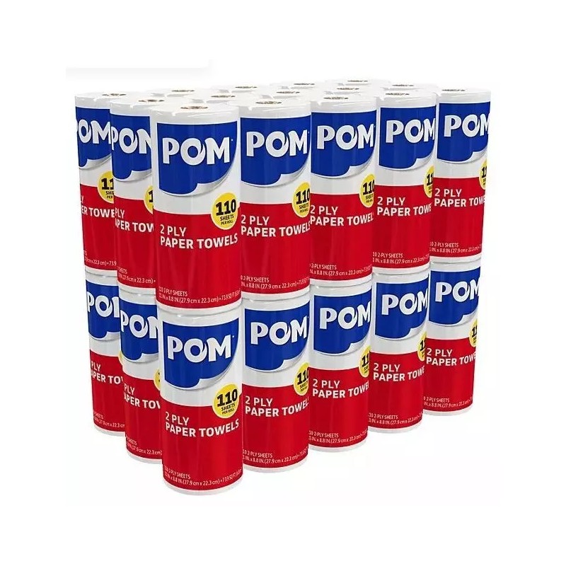 POM Individually Wrapped 2-Ply Paper Towels 110 sheets/roll, 30 rolls