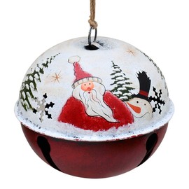 Attraction Design Christmas Jingle Bell Hanging Ornament, 6X6 Inch Rustic Christmas Tree Santa Claus Decoration Bell Ornament Wall Door Hanging Decoration Party Decor Xmas Gifts (Jingle Bell D)