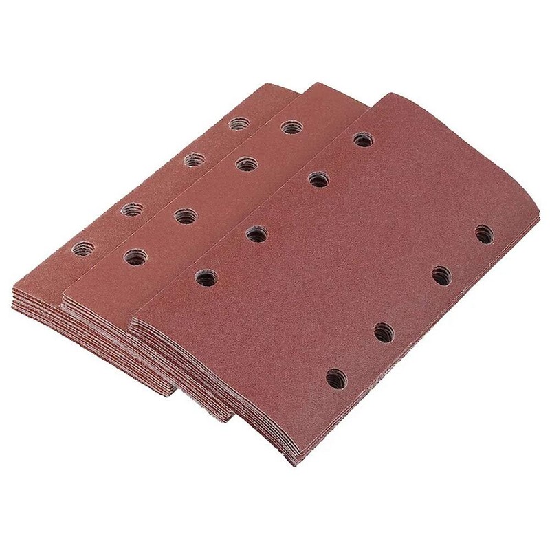 ExcInter 10PCS 93x185mm Sandpaper Sanding Paper 8 Holes Loop Sand